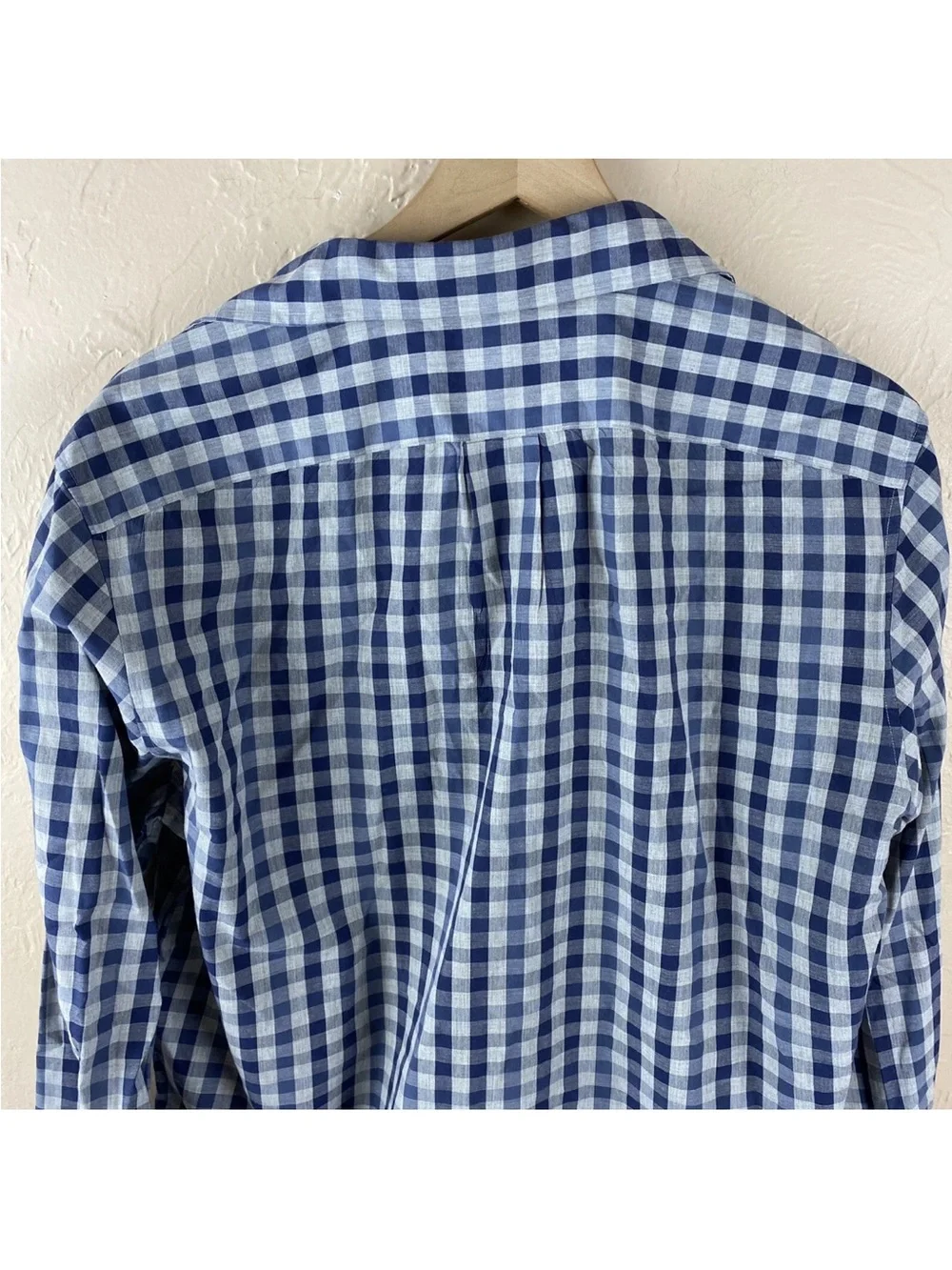 Michael Kors Blue Gray Plaid Button Front Shirt Slim Fit Mens Large
